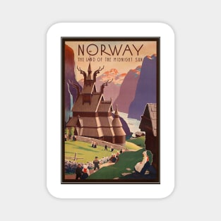 Norway Vintage Travel Art Magnet