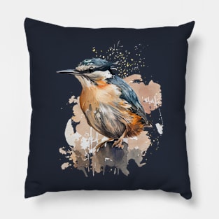 Nuthatch Bird On A Tree Branch Pillow