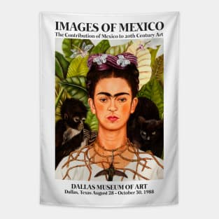 Frida Kahlo Exhibition Art Poster - "Self-Portrait with Thorn Necklace and Hummingbird" 1988 Tapestry