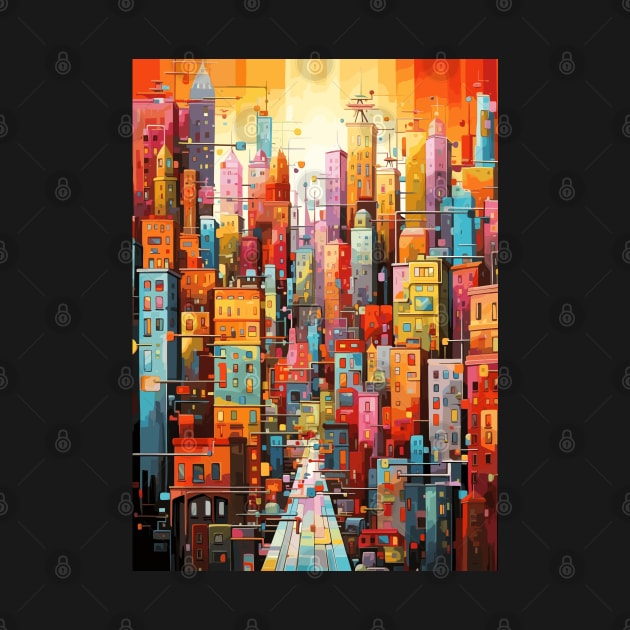 Colorful Dream World Cityscape Abstract Art by Art-Jiyuu