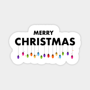 Merry Christmas text with hanging colorful light bulbs Magnet