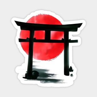 Japanese torii gate sumi e in brush painting Magnet