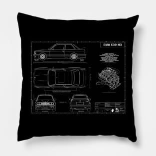 E30 M3 Black Pillow