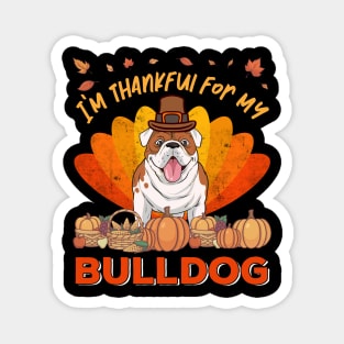 Thankful for my english Bulldog Dog Thanksgiving Magnet