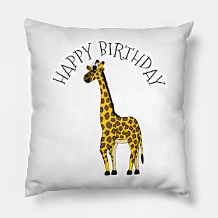 Giraffe Happy Birthday Wildlife Safari Animal Lover Pillow