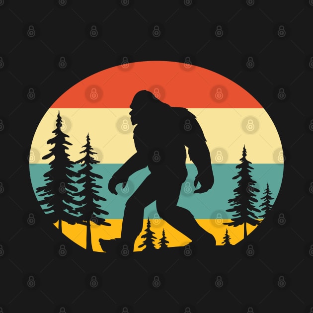 Vintage Retro Bigfoot Forest by Dylante