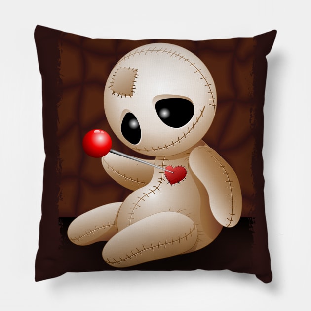 Voodoo Doll Cartoon in Love Pillow by BluedarkArt