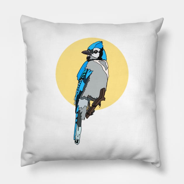 Bluejay Clipart on Yellow Pillow by New World Aster 