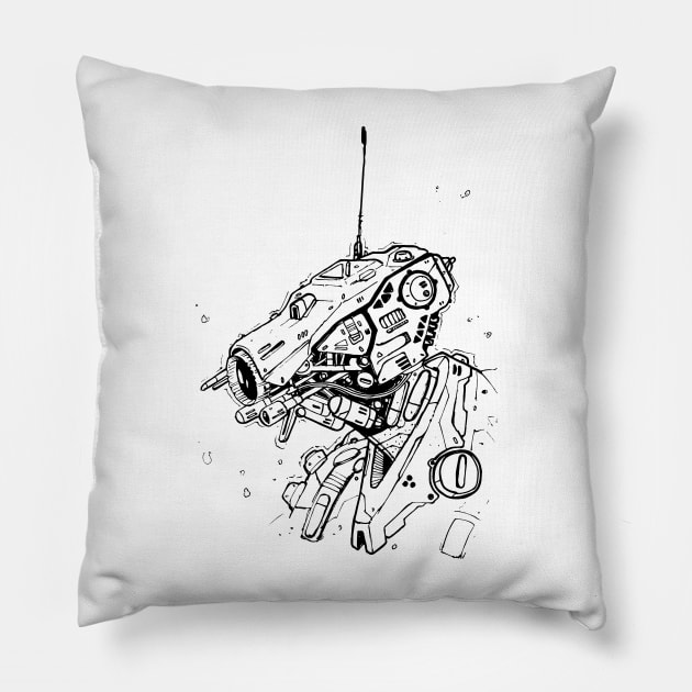 Police Bot (Dark) Pillow by INKSPACE