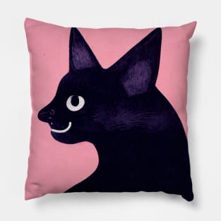 Gothic Kitty Pink Retro Poster Vintage Art Cat Wall Black cat Pink Illustration Pillow