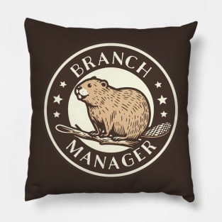 Funny Beaver Branch Manager Pun Pillow