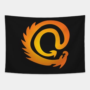 Funky Orange Vignette @ At Sign Symbol Cyber Dragon Design Tapestry