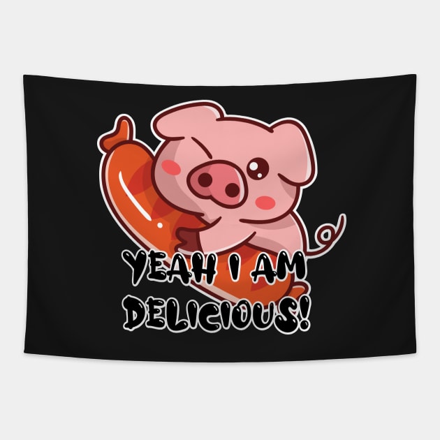 Delicious Cute Pig and Sausage Tapestry by Blazedfalcon