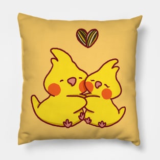 Cockatiels hugging Pillow