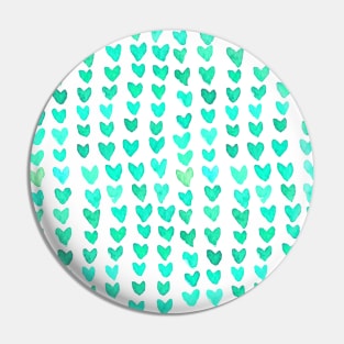 Brush stroke hearts - turquoise Pin