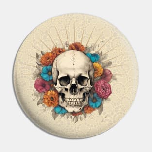 skull with flowers Pin