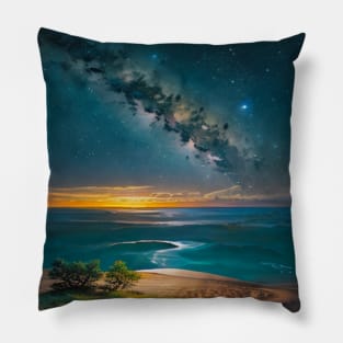 Milky Way Over a Deserted Island Pillow