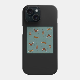 Winter Foxes in Teal Phone Case