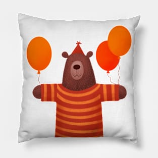 Funny bear with party ballons Pillow