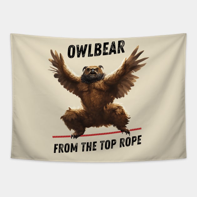 Owlbear from the top rope Tapestry by MeowtakuShop