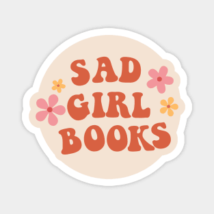 Sad girl books - pink Magnet