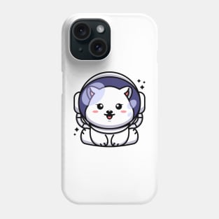 Cute baby polar bear wearing an astronaut helmet, cartoon character Phone Case