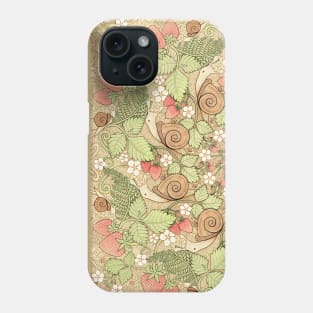 Strawberries & snails - natural Phone Case