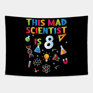 This Mad Scientist Is 8 - 8th Birthday - Science Birthday Tapestry