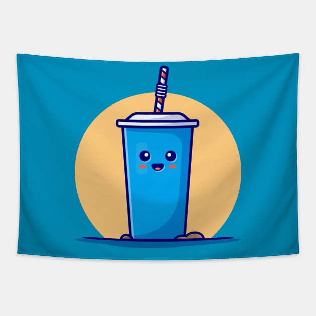 Cute Drink Cup Cartoon Vector Icon Illustration Tapestry by Catalyst Labs