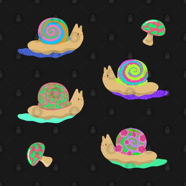 Psychedelic Snails And Mushrooms by Sofia Sava