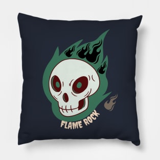 flame rock skull Pillow