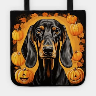 Black and Tan Coonhound Dog Halloween Tote