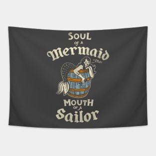 "Soul Of A Mermaid, Mouth Of A Sailor" Cute & Funny Mermaid Art Tapestry