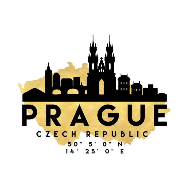 Prague Czech Republic Skyline Map Art by deificusArt