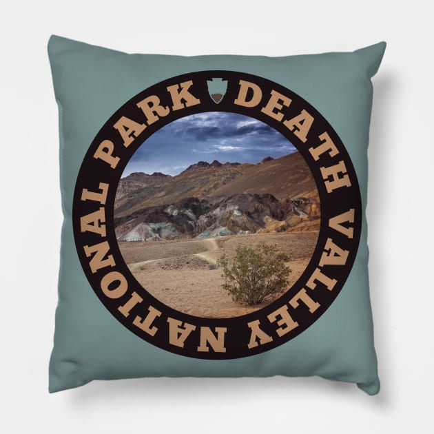 Death Valley National Park circle Pillow by nylebuss