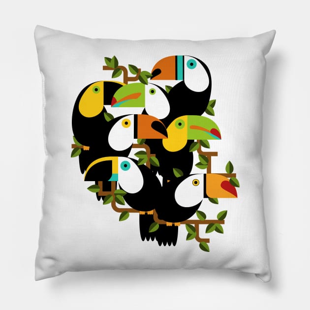 Gang of Toucans Pillow by Digster