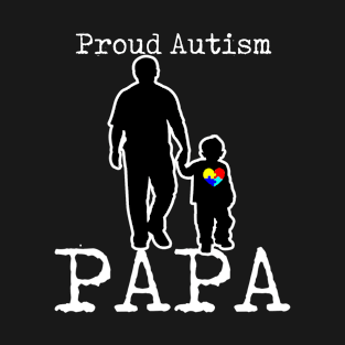 Proud Autism Papa And Son Puzzle Piece T-Shirt