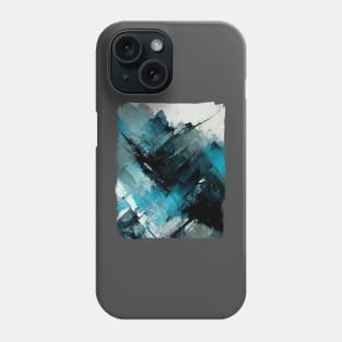 Abstract painting in cyan, blue gray and black Phone Case