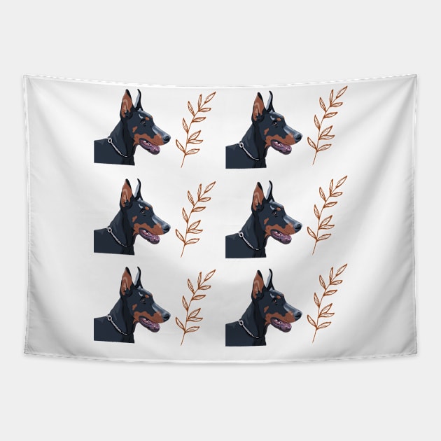 Doberman pinscher dog pattern Tapestry by Maful