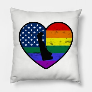 Delaware United States Gay Pride Flag Heart Pillow