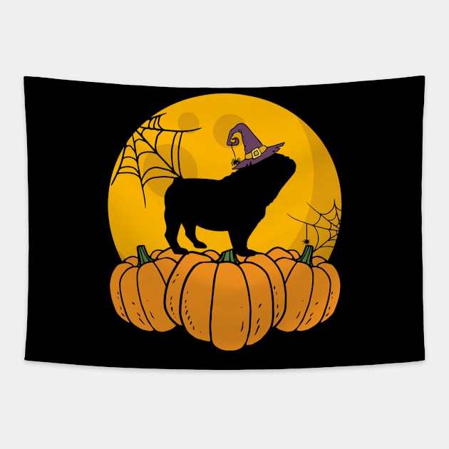 English Bulldog Dog Halloween Funny Tapestry by Tuyetle