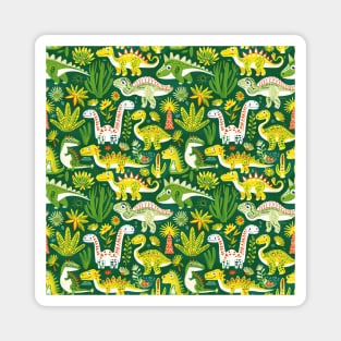 Delightful Dinosaurs in Enchanted Garden Pattern Magnet