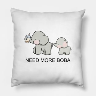 Cute Little Elephants Need More Boba! Pillow