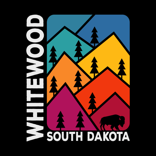 Whitewood South Dakota Vintage Mountains Bison by SouthDakotaGifts