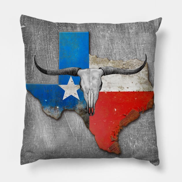 Longhorn Texas Map Pillow by Dual Rogue