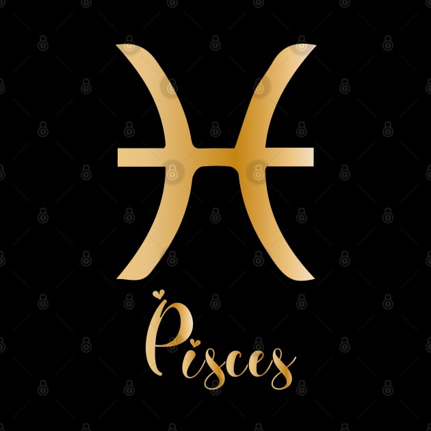 Pisces Zodiac Sign golden by Symbolsandsigns