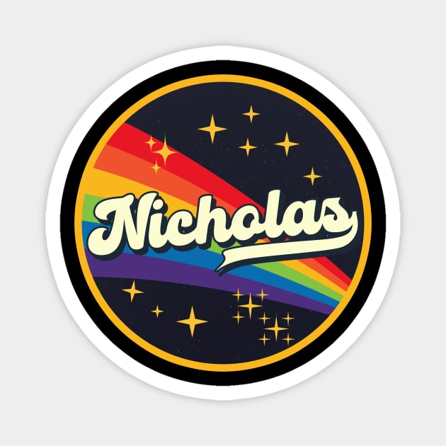 Nicholas // Rainbow In Space Vintage Style Magnet by LMW Art