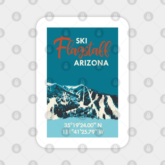 Ski Flagstaff GPS Vintage Poster Magnet by ROEDERcraft