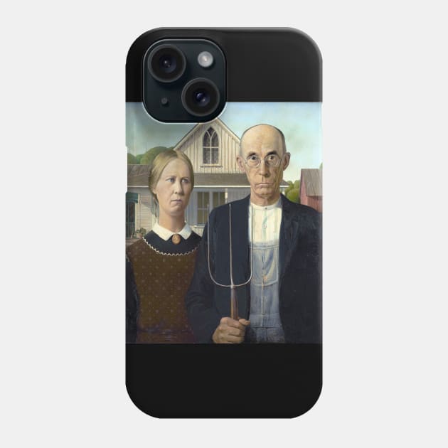 American Gothic, by Grant Wood, Oil on Beaverboard, 1930. Phone Case by SteelWoolBunny