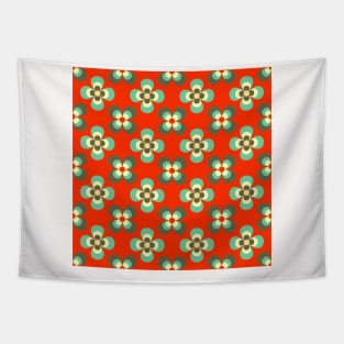 Floral Retro Neck Gator Orange and Aqua Retro Floral Tapestry